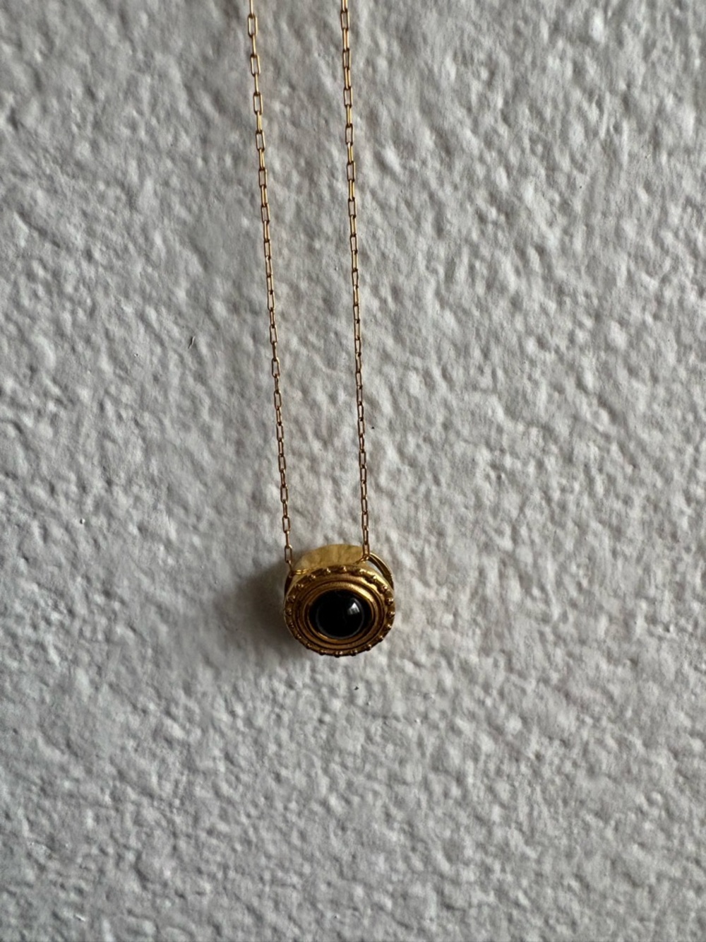 Gold Necklace Black Pendent
